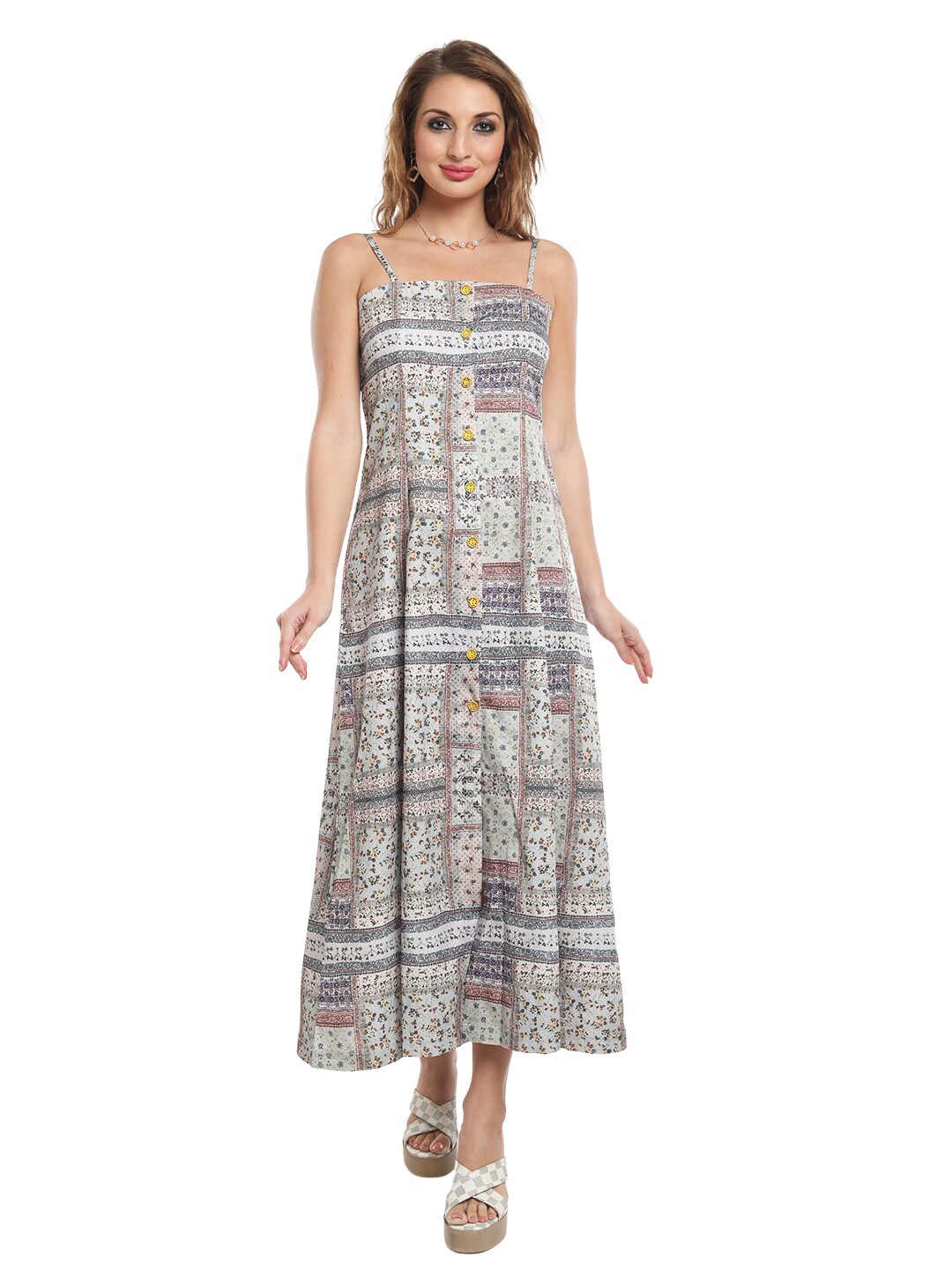 

La Aimee Women Beautiful Grey Ethnic Motifs Dress