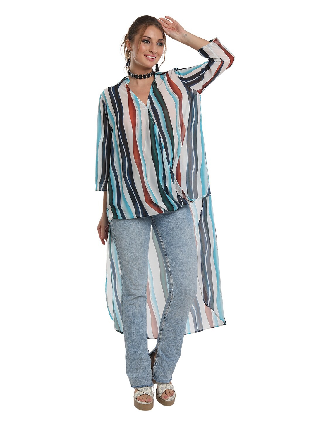 

La Aimee Women Multi-Coloured Striped Dress