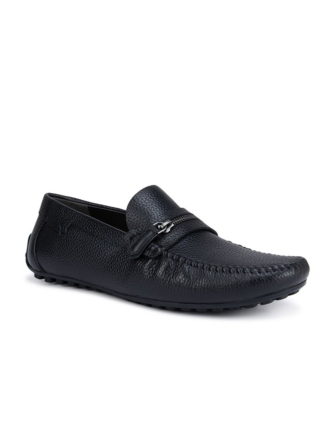 

ROSSO BRUNELLO Men Black Textured Leather Formal Loafers