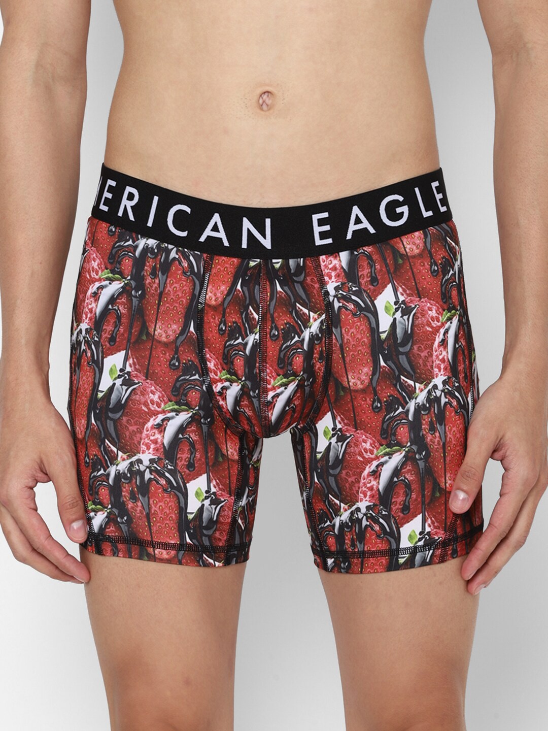 

AMERICAN EAGLE OUTFITTERS Men Red & Black Printed Anti Microbial Trunks WEE0232776600