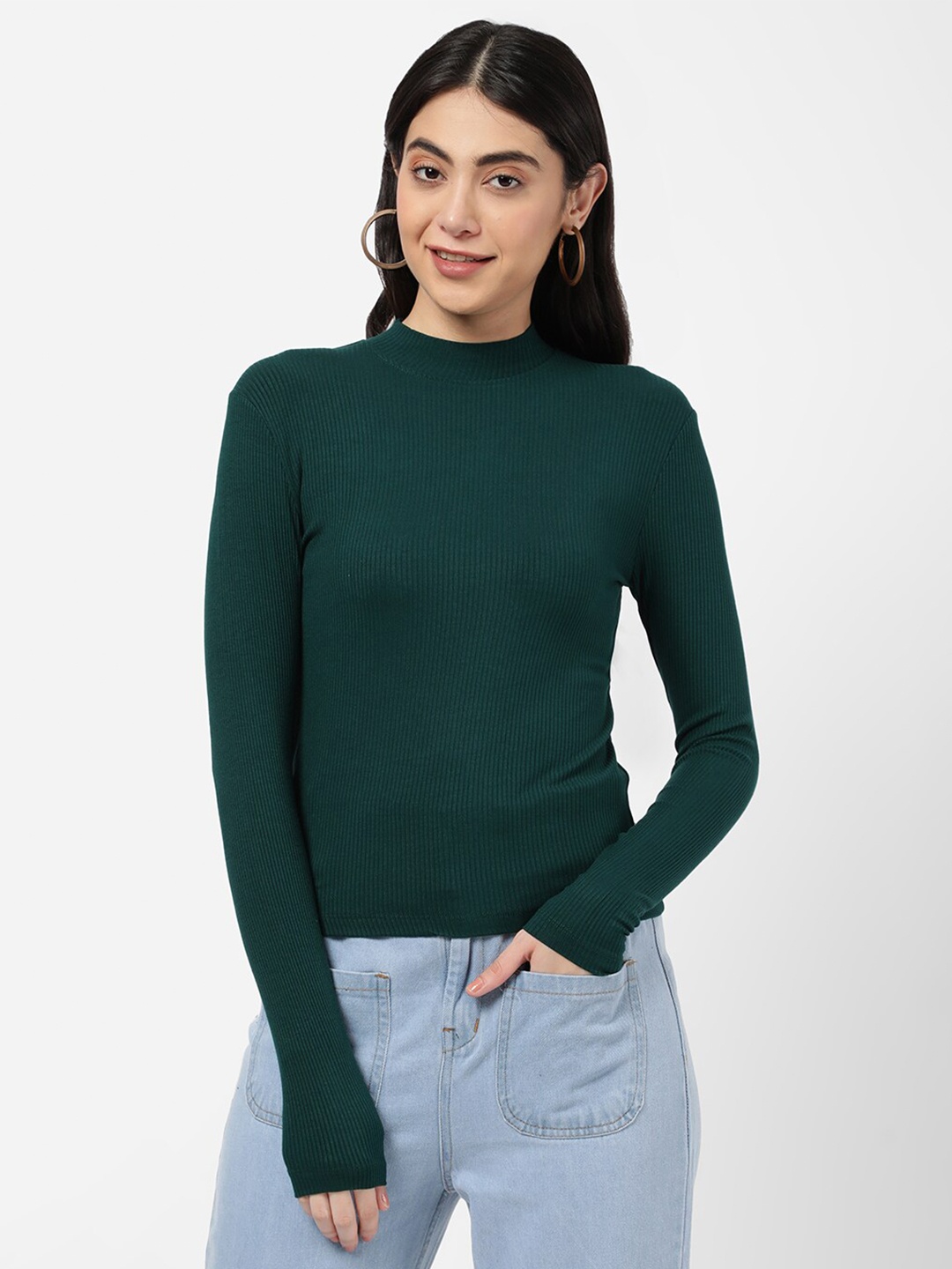 

R&B Women Green High Neck Top