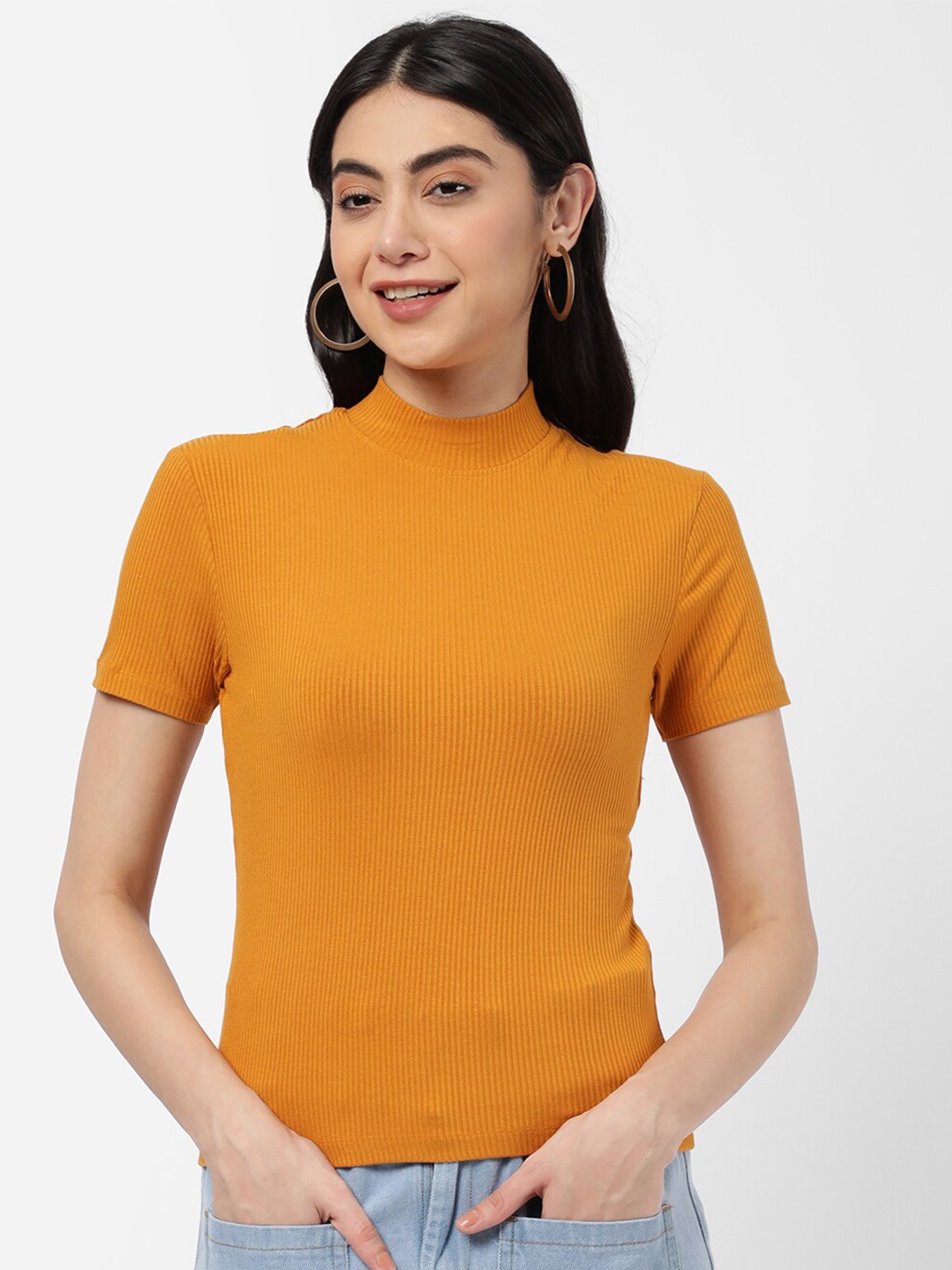 

R&B Women Yellow Turtle Neck T-shirt