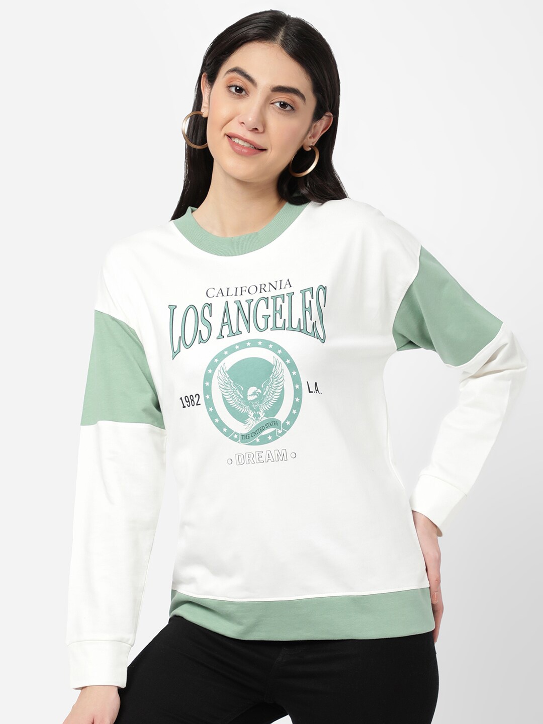 

R&B Women White Typography Printed Sweatshirt
