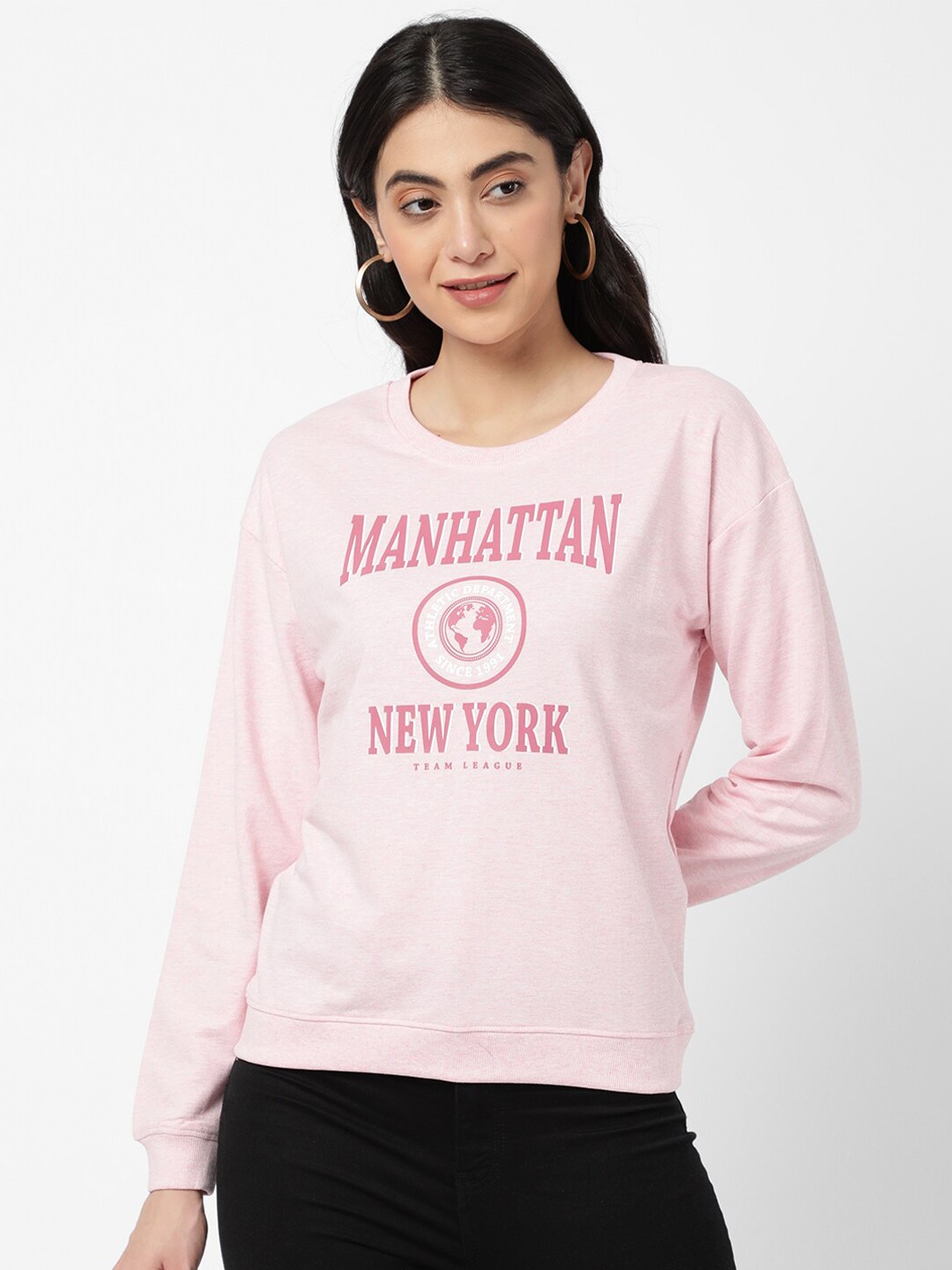 

R&B Women Pink Printed Sweatshirt