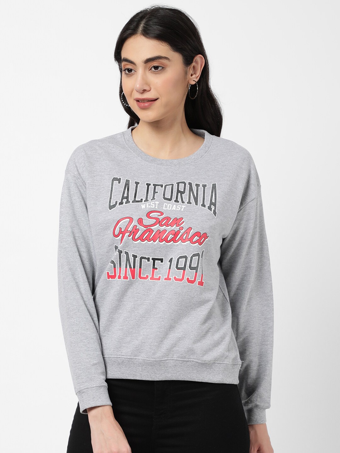 

R&B Women Grey Printed Sweatshirt