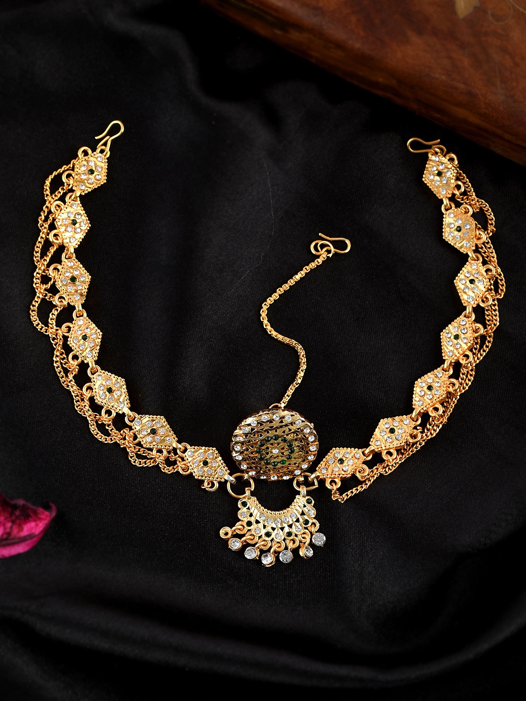 

Silvermerc Designs Women Gold-Plated Borla Rajasthani Traditional Wedding Matha Patti