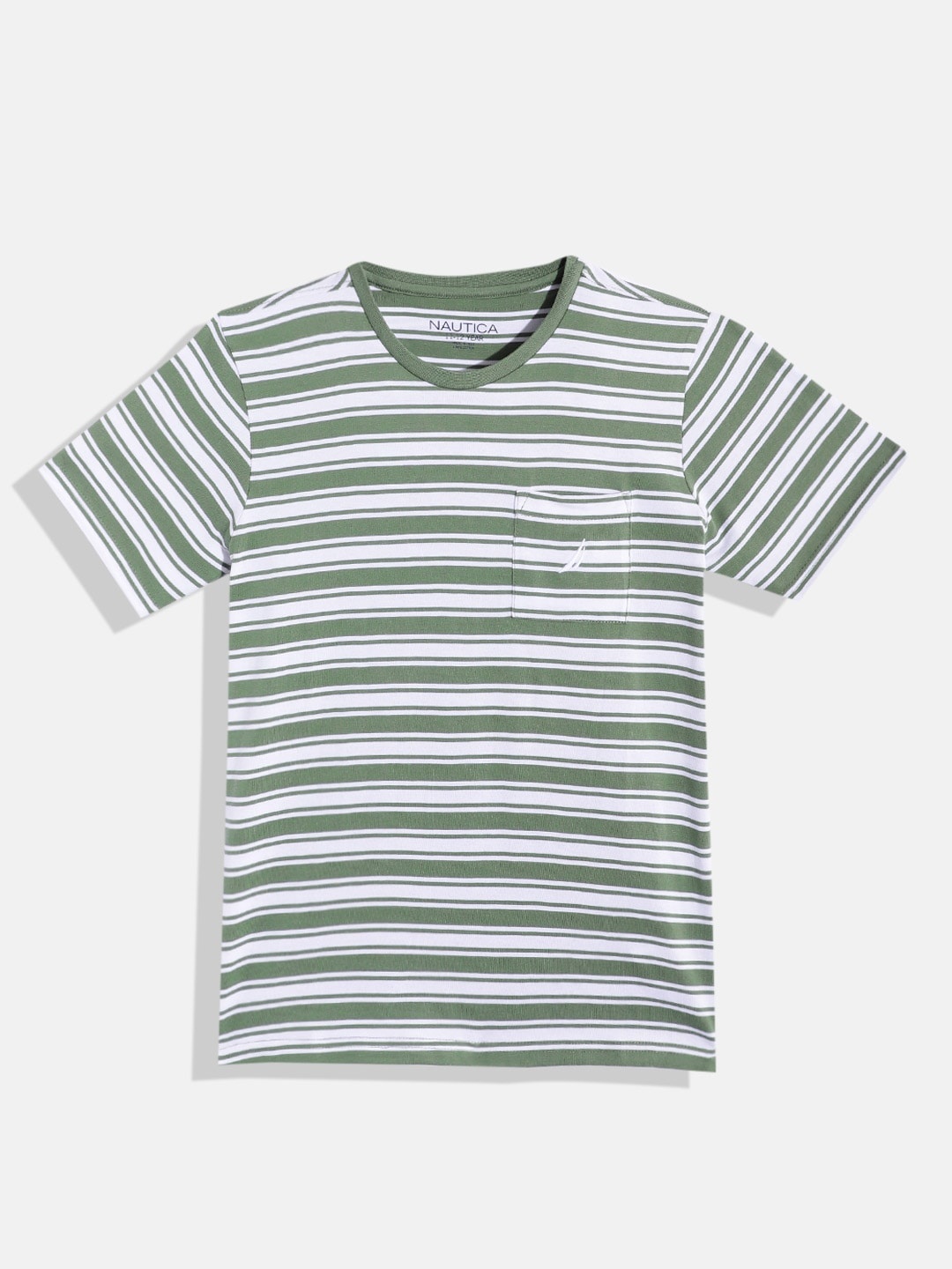 

Nautica Boys Striped Pure Cotton T-shirt, Green