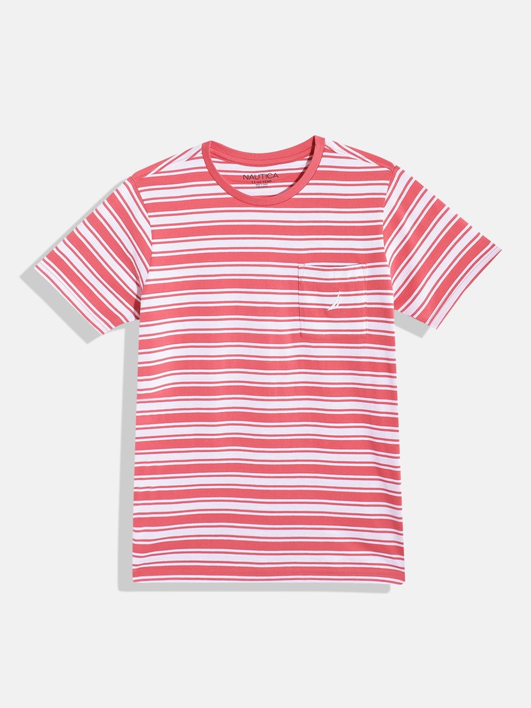 

Nautica Boys Striped Pure Cotton T-shirt, Red