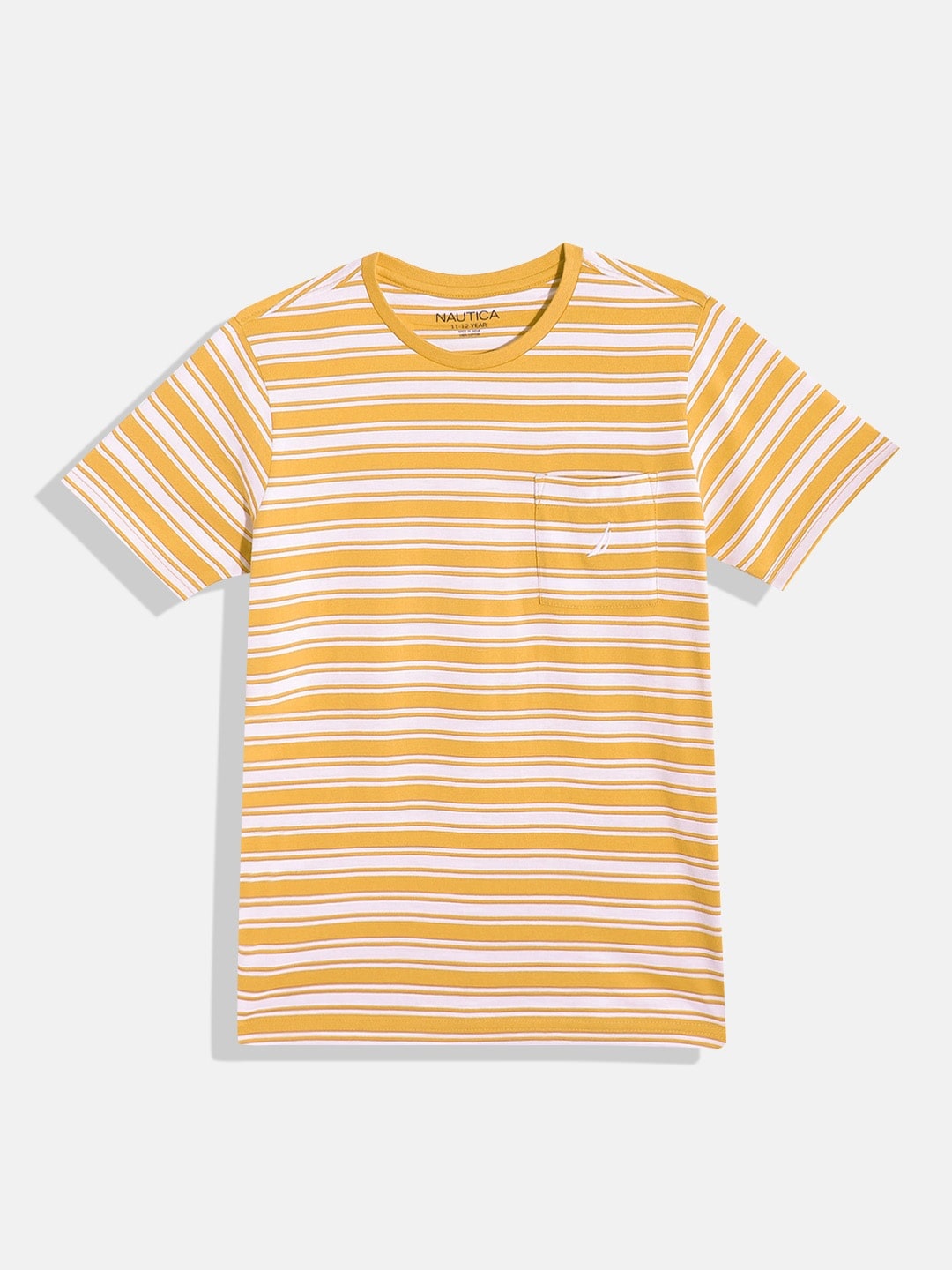 

Nautica Boys Striped Pure Cotton T-shirt, Yellow