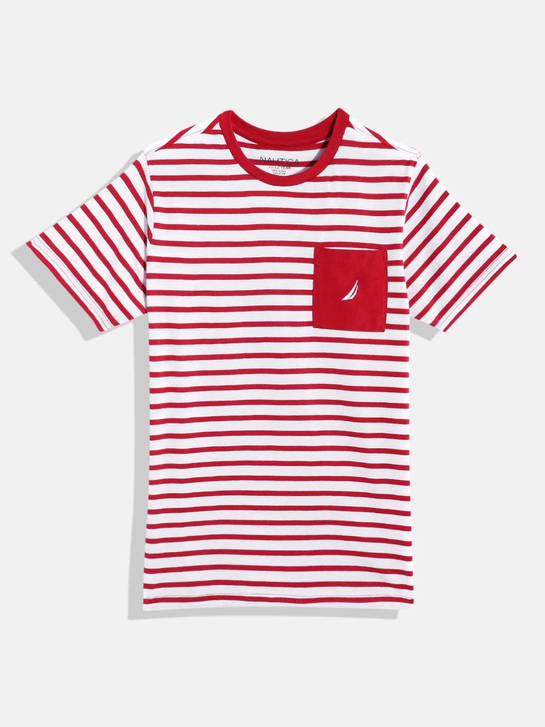 

Nautica Boys Pure Cotton Striped T-shirt, Red