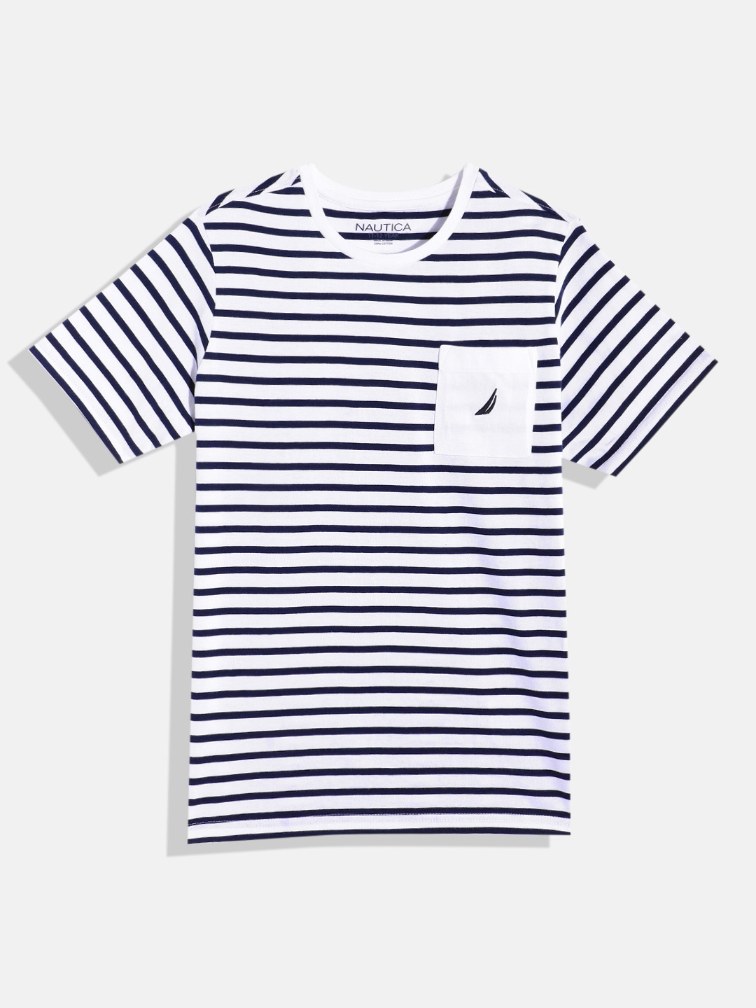 

Nautica Boys Pure Cotton Striped T-shirt, Navy blue