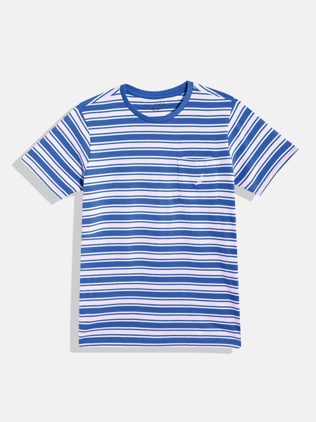 

Nautica Boys Striped Pure Cotton T-shirt, Blue