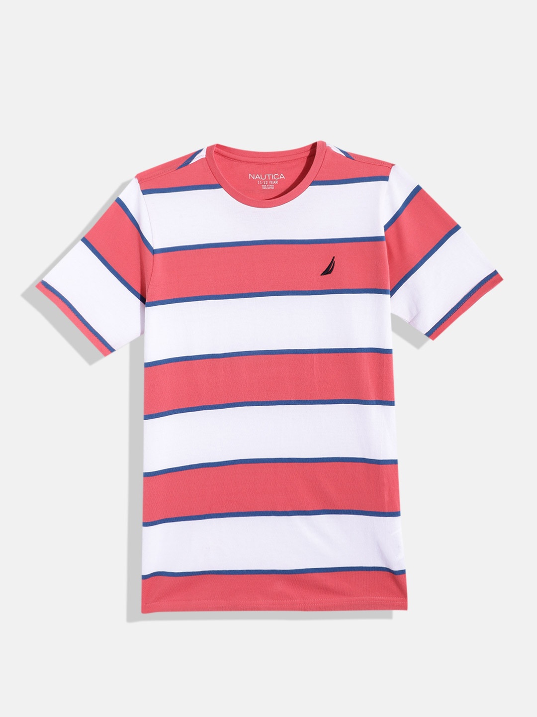 

Nautica Boys Striped Pure Cotton T-shirt, Pink