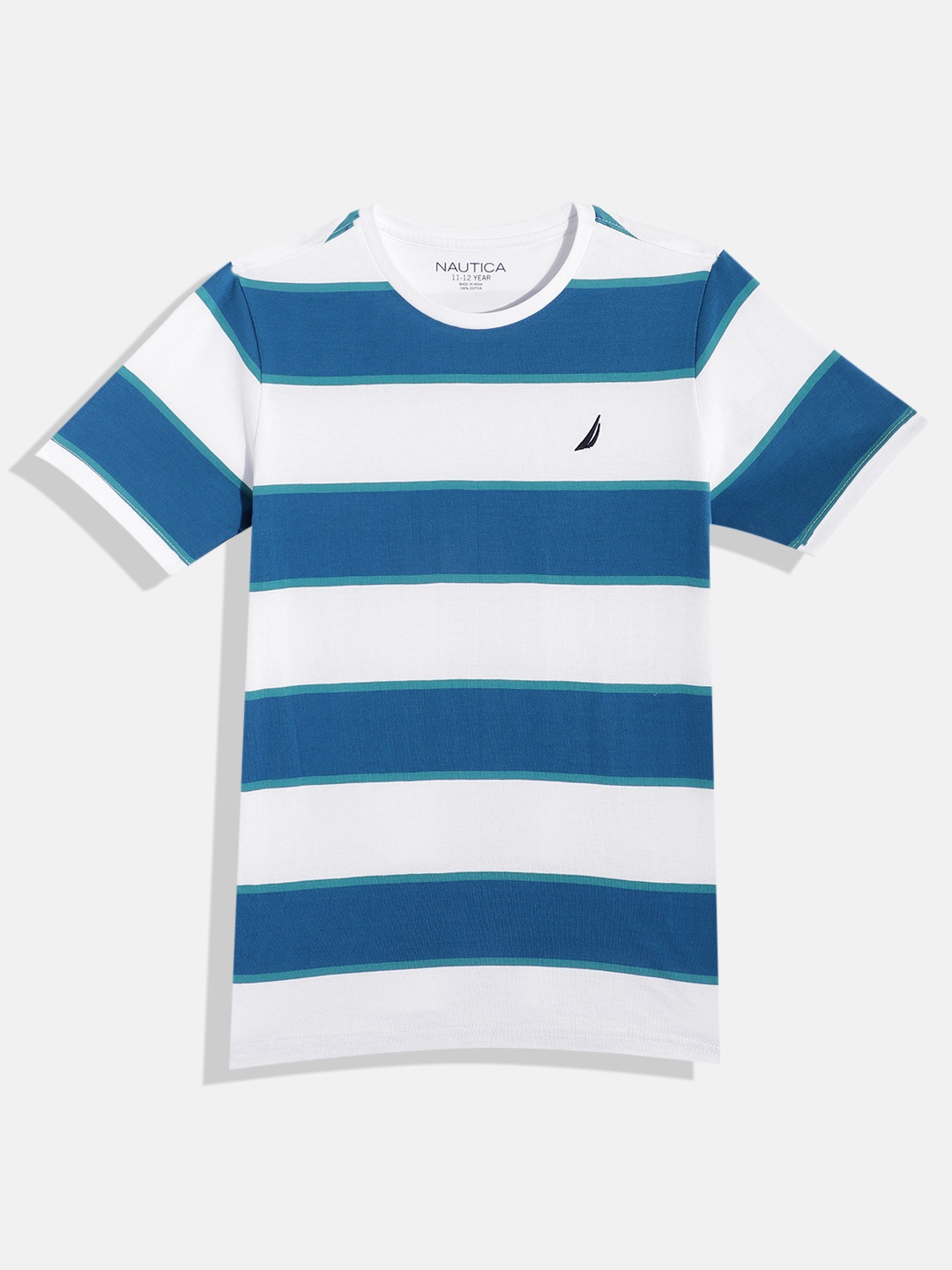 

Nautica Boys Striped Pure Cotton T-shirt, Blue