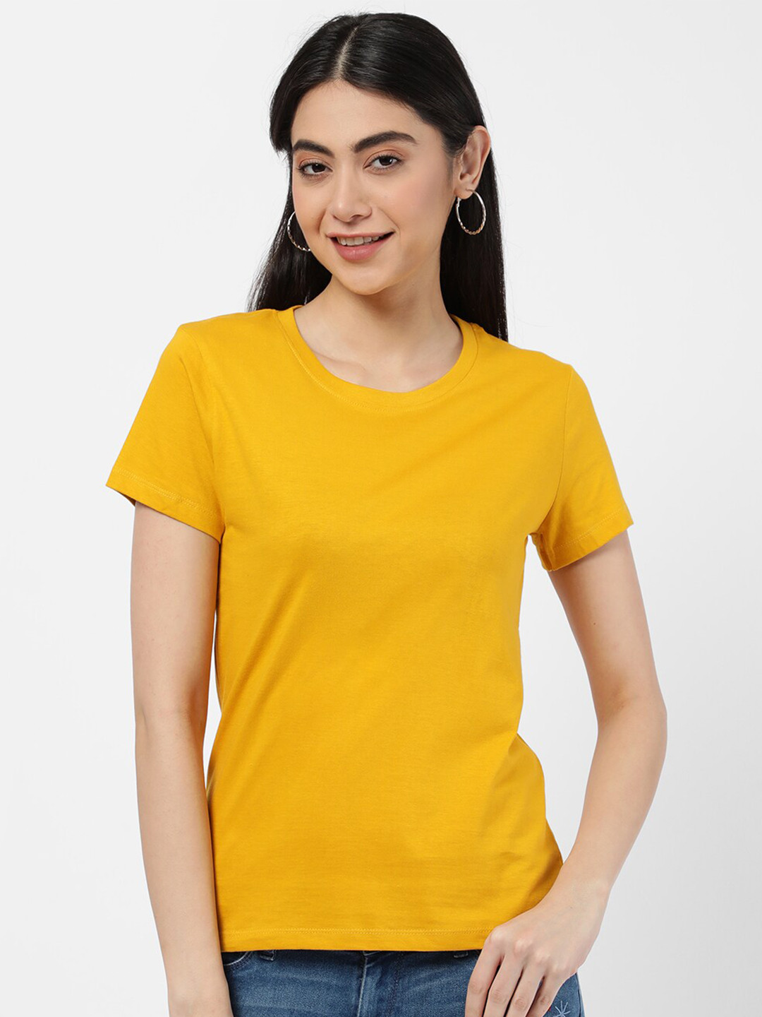 

R&B Women Yellow Printed T-shirt