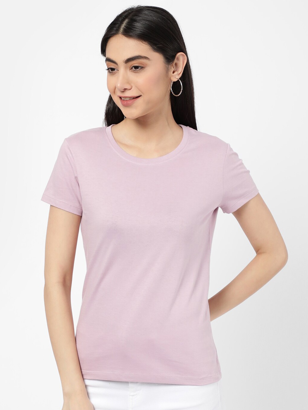 

R&B Women Purple V-Neck T-shirt