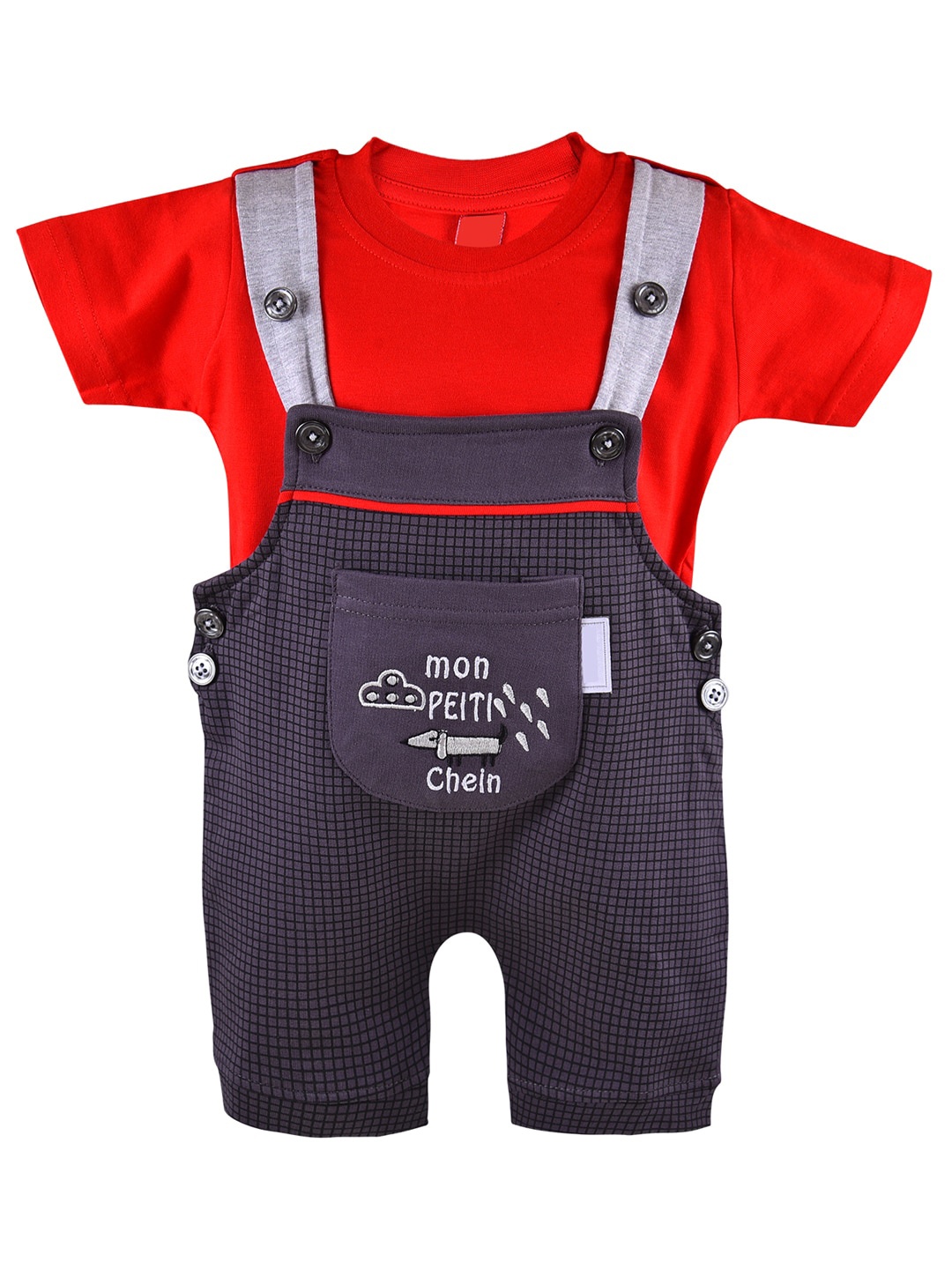 

Wish Karo Boys Red & Grey Printed T-shirt with Shorts
