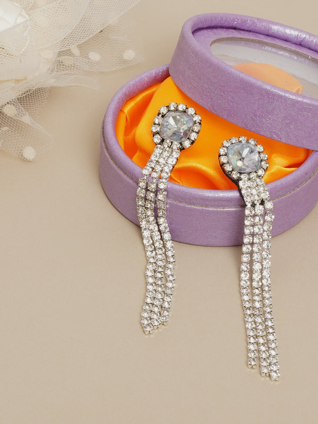 

DressBerry Silver-Toned Contemporary Drop Earrings