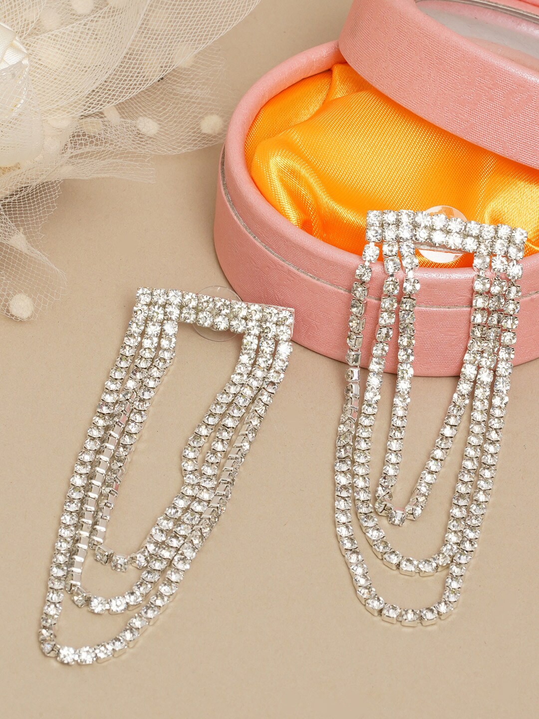 

DressBerry Silver-Toned Contemporary Drop Earrings