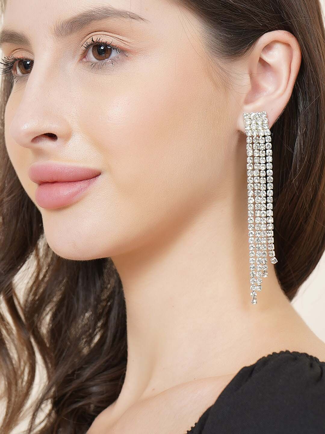 

DressBerry Silver-Toned Contemporary Drop Earrings