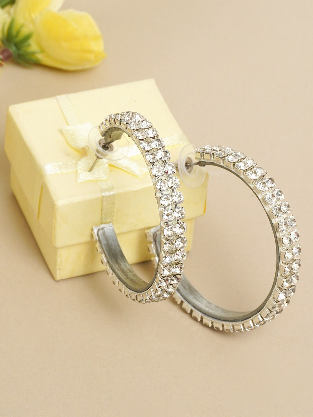 

DressBerry Silver-Toned Circular Hoop Earrings