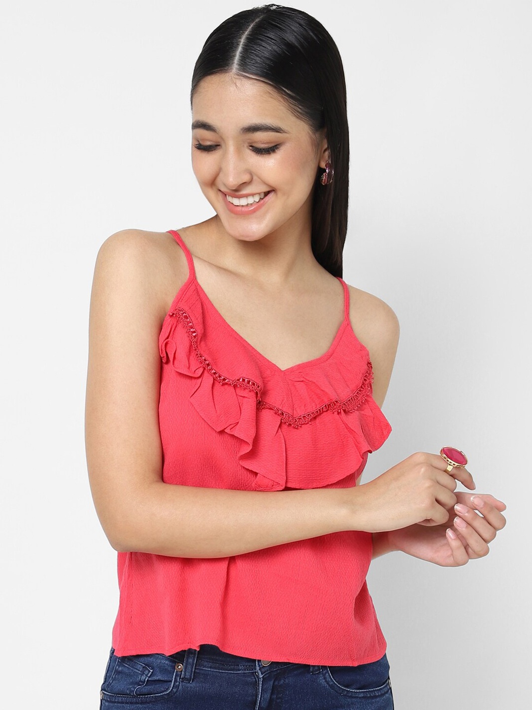 

VASTRADO Women Pink Ruffles Top