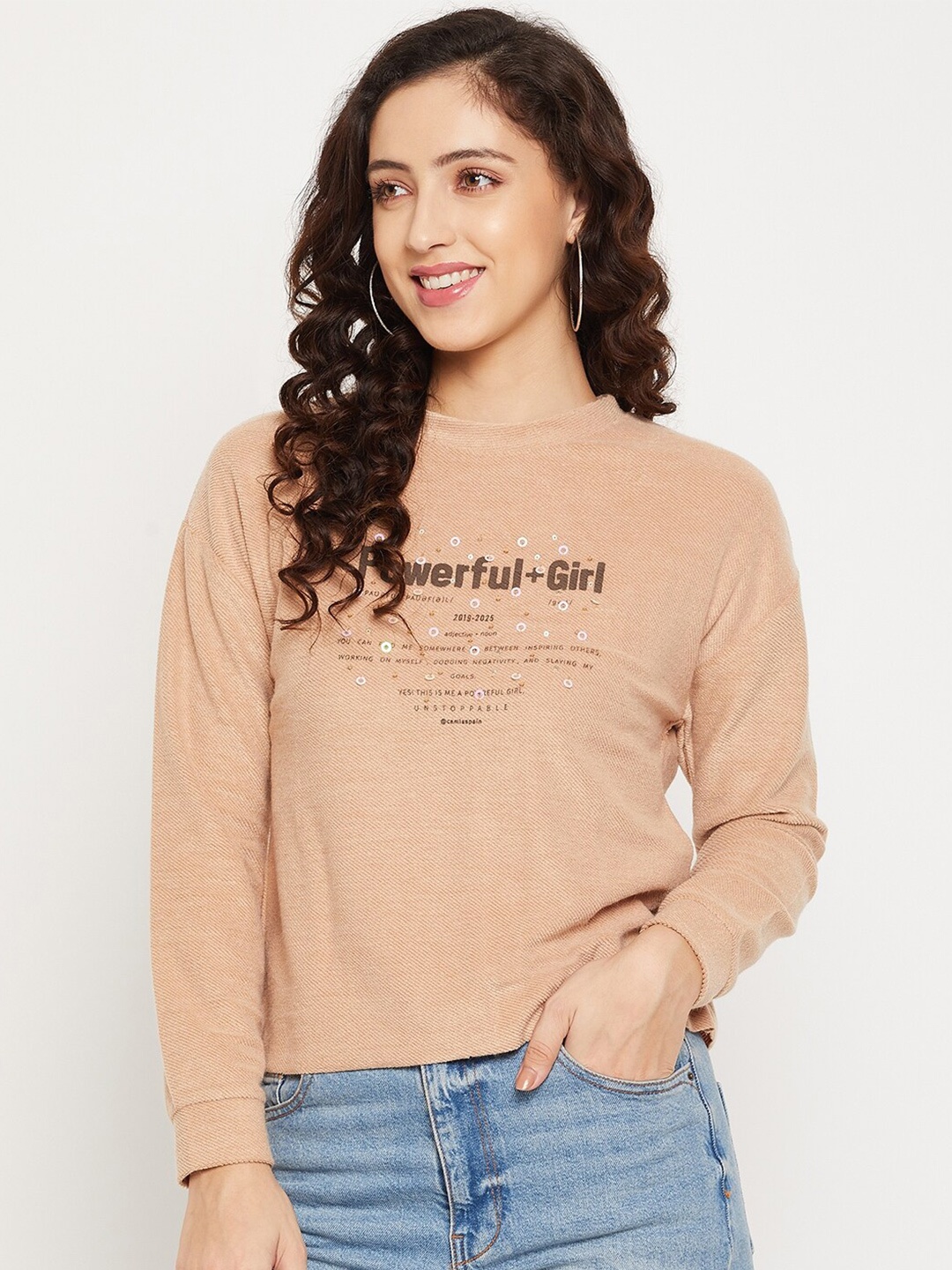 

CAMLA Women Camel Brown Printed Sweatshirt