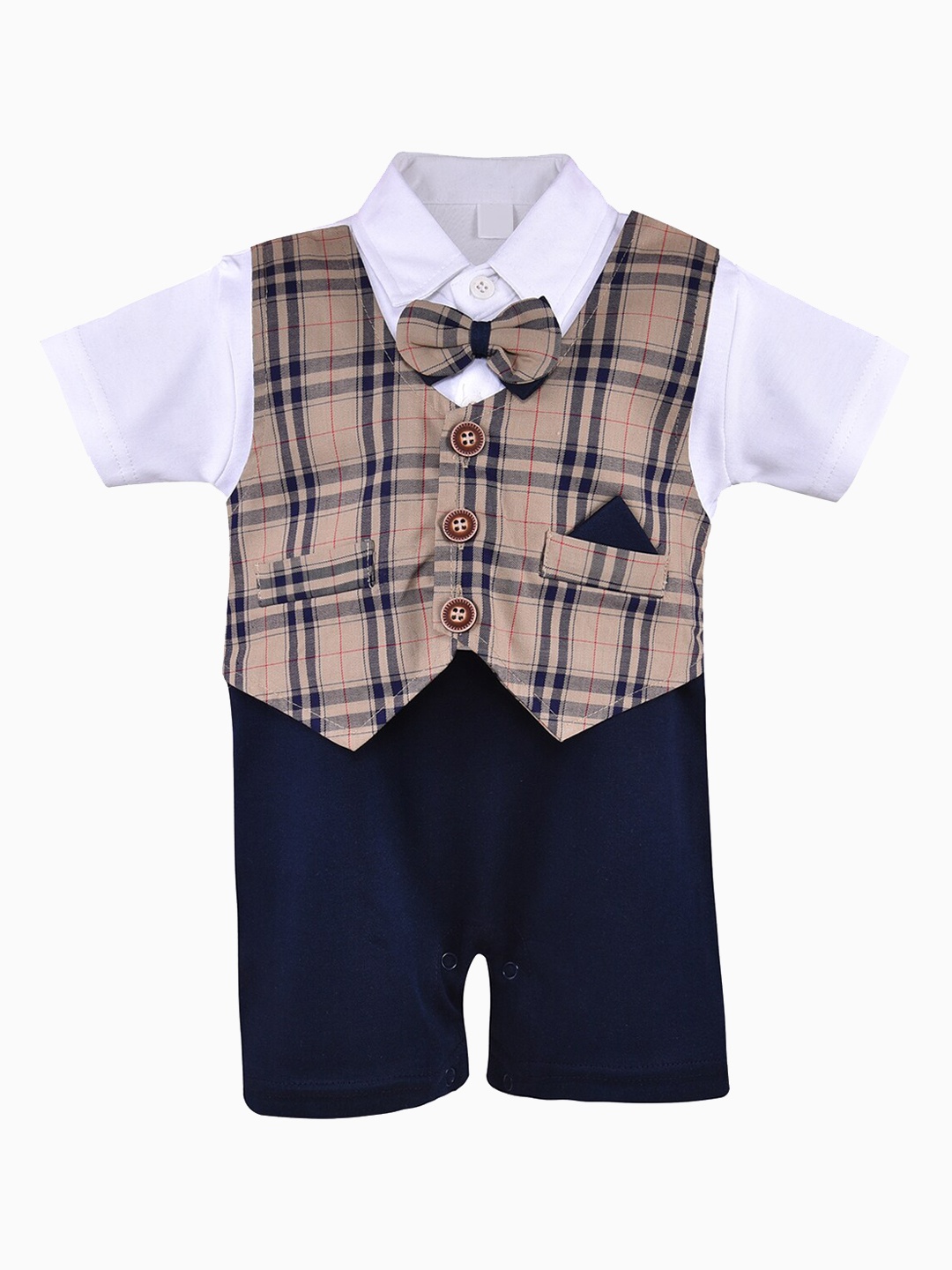

Wish Karo Boys Brown Cotton Romper