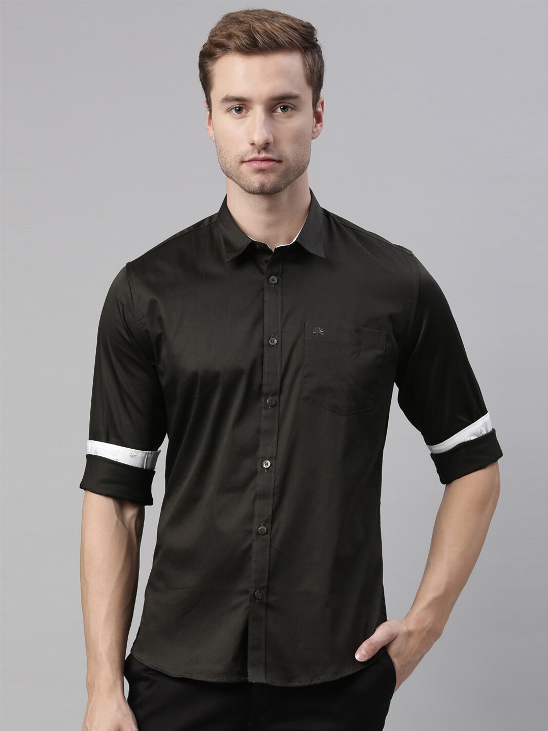 

Chennis Men Black Slim Fit Casual Shirt