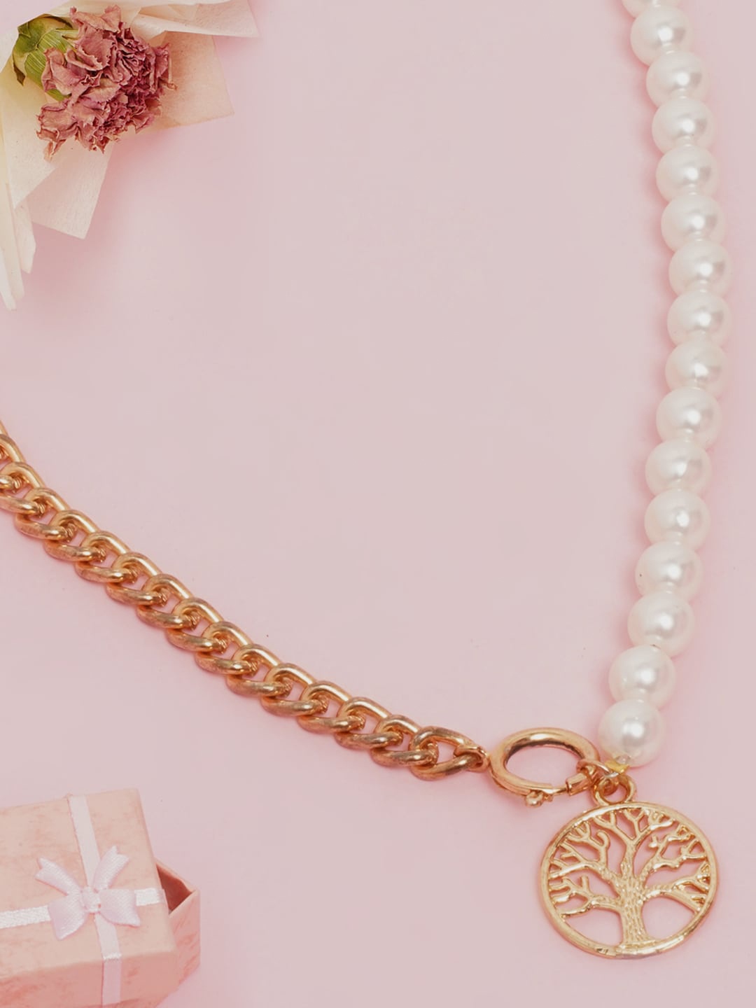 

DressBerry Women Rose Gold & White Brass Rose Gold-Plated Necklace