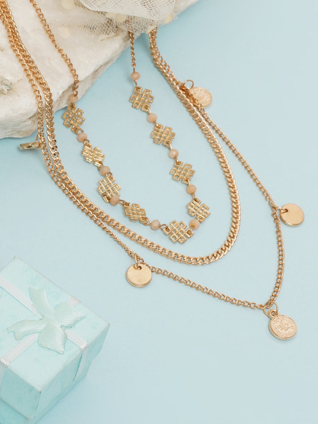 

DressBerry Rose Gold Brass Rose Gold-Plated Layered Necklace