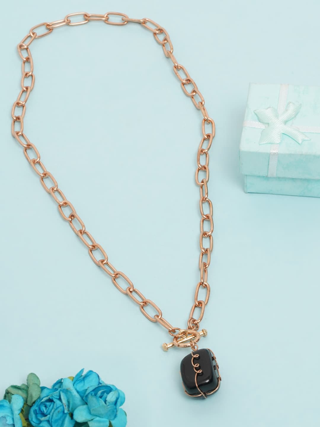 

DressBerry Women Rose Gold & Black Brass Rose Gold-Plated Necklace