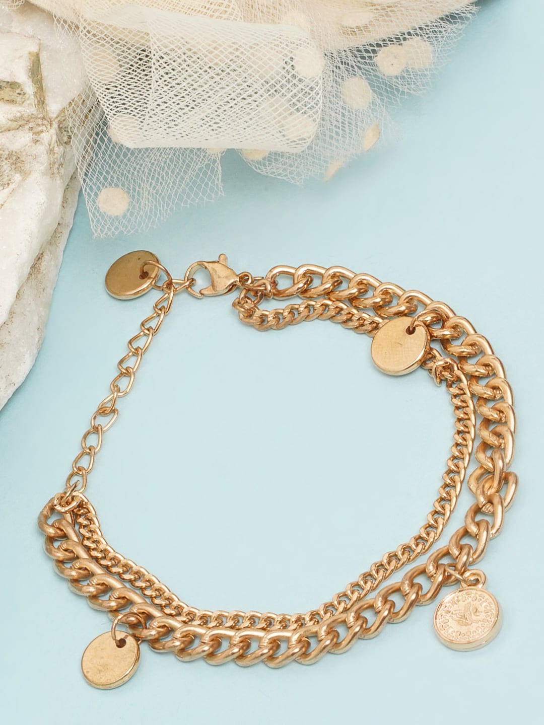 

DressBerry Women Rose Gold Brass Rose Gold-Plated Multistrand Bracelet