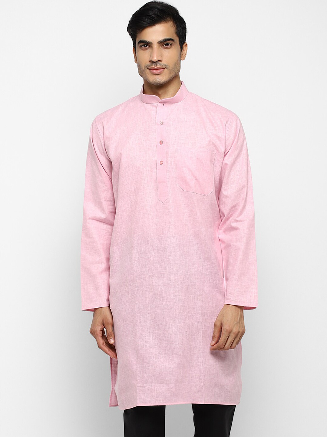 

ROYAL KURTA Men Pink Summer Sheers Khadi Cotton Kurta