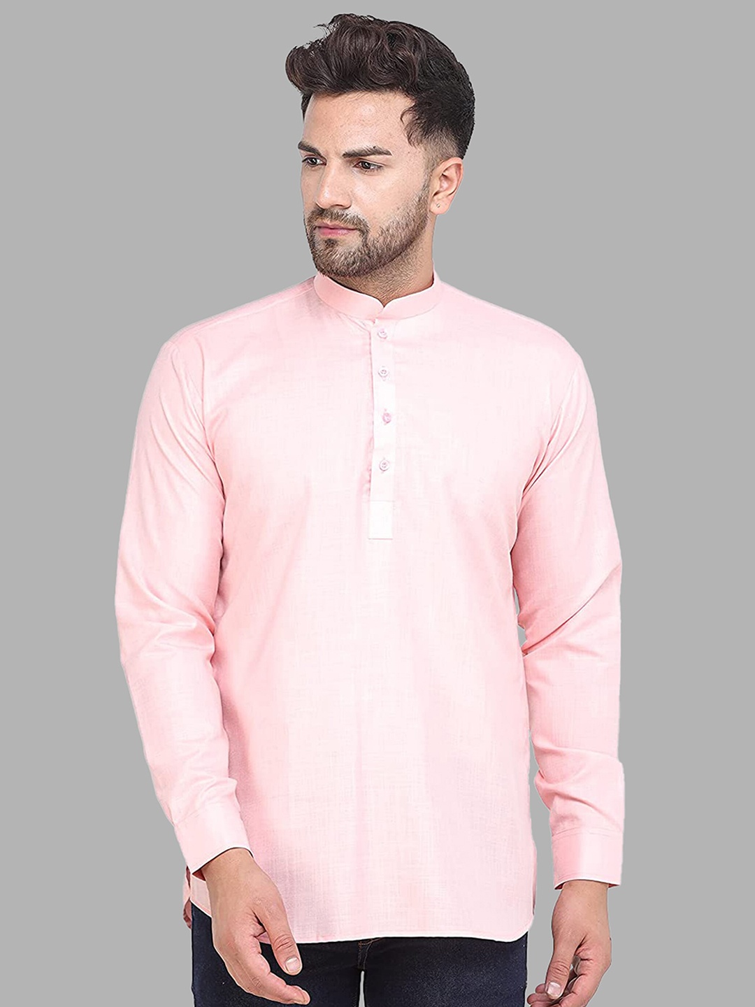 

ROYAL KURTA Men Pink Pastels Pathani Kurta