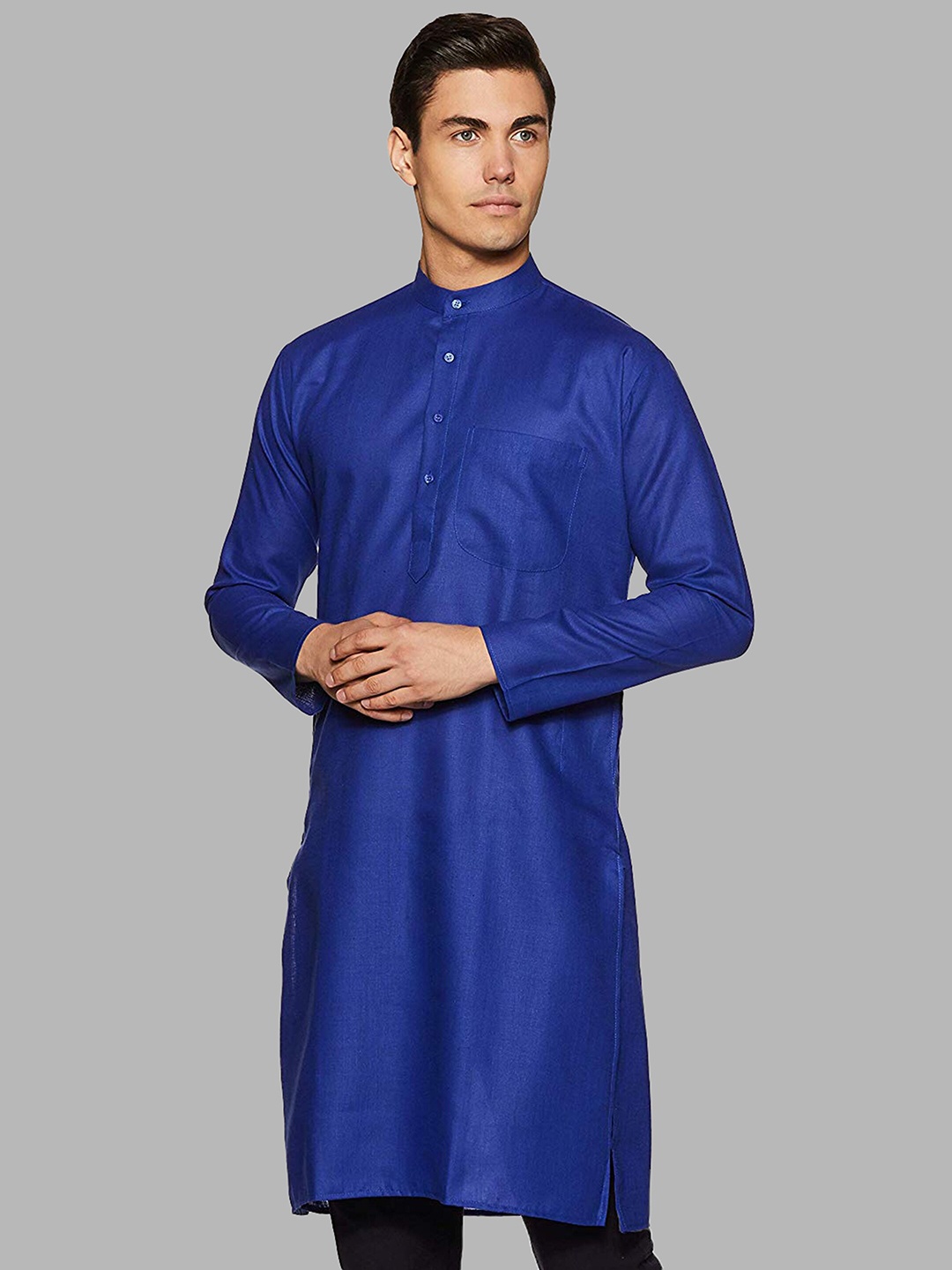 

ROYAL KURTA Men Blue Solid Cotton Kurta