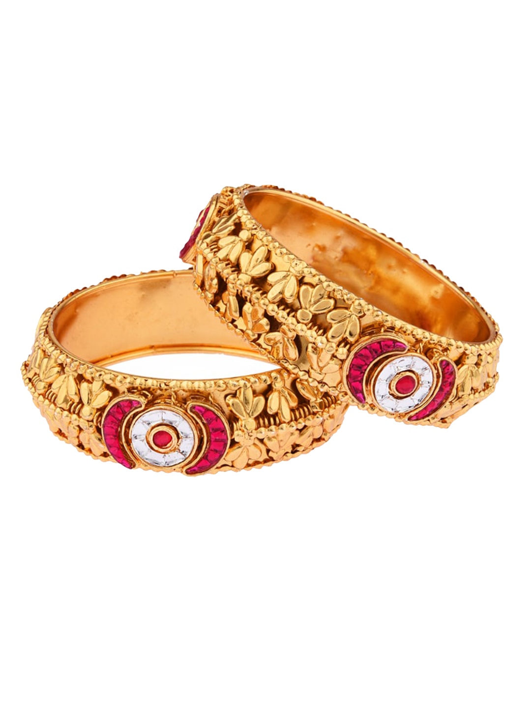 

FEMMIBELLA Set of 2 Gold-Plated Stone Studded Kada