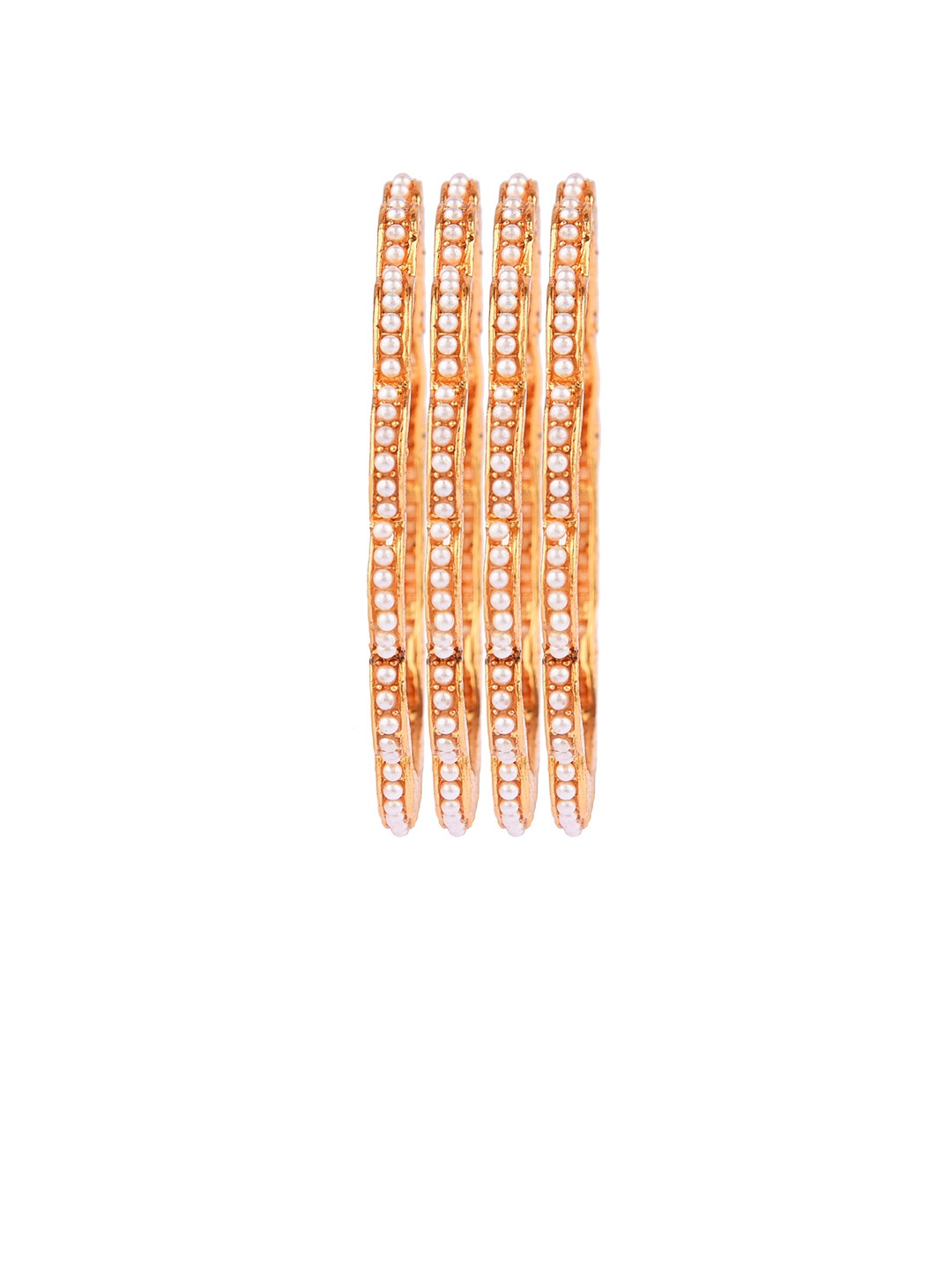 

FEMMIBELLA Woman Set of 4 Gold Plated Pearl Studded Bangle