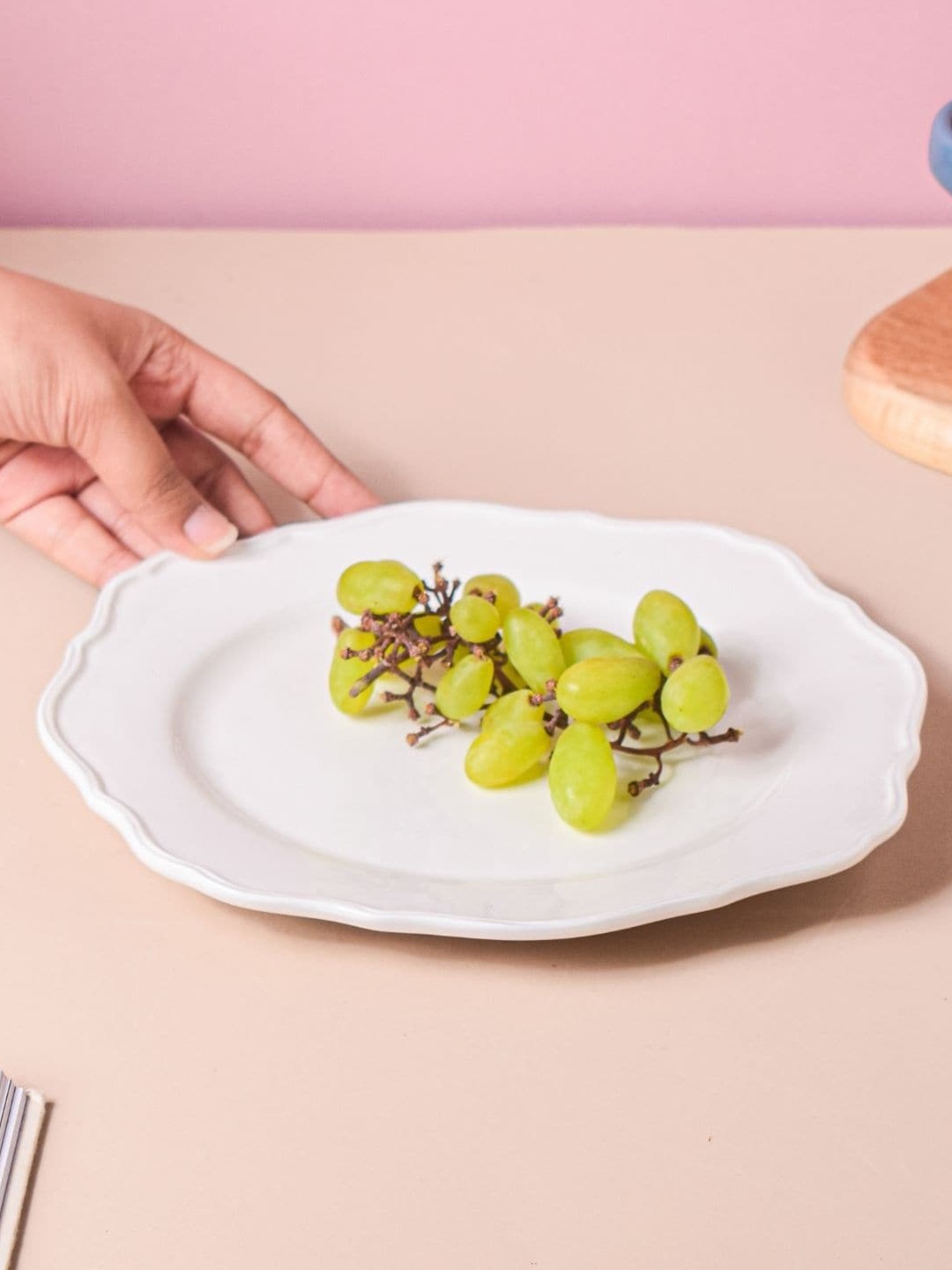 

Nestasia White Microwave safe Riona Flower Ceramic Dinner Plate