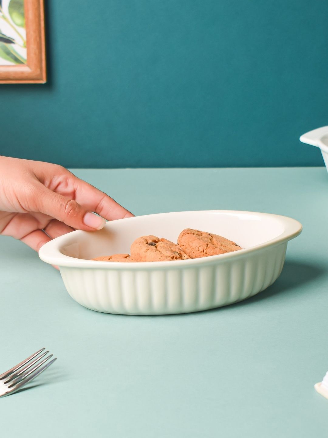 

Nestasia Ribbed Ceramic Baking Dish, White