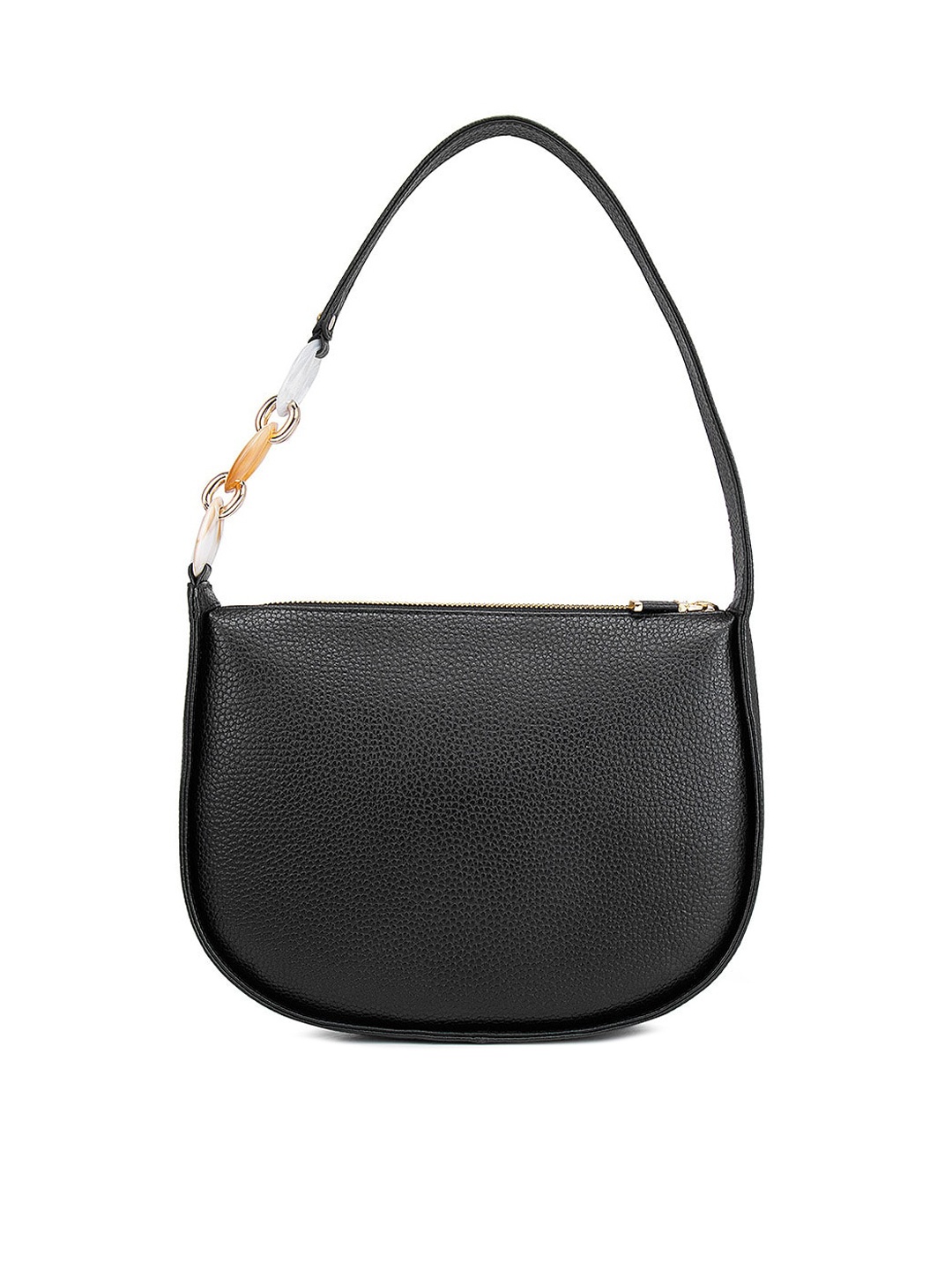 

Da Milano Black Leather Half Moon Handheld Bag
