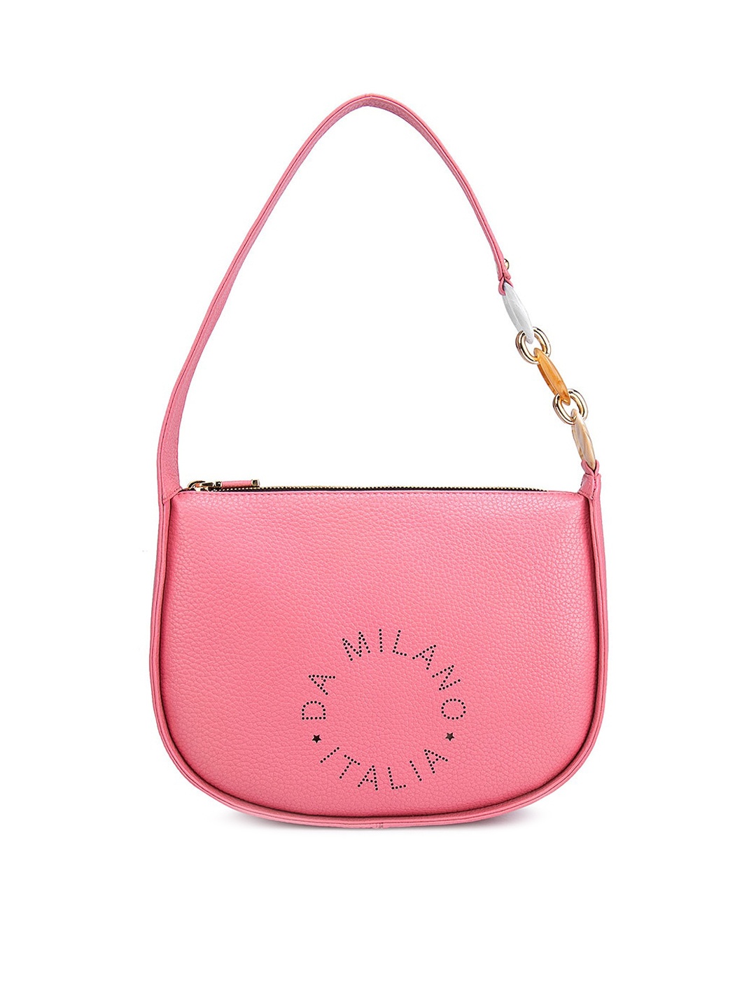 

Da Milano Pink Leather Half Moon Shoulder Bag