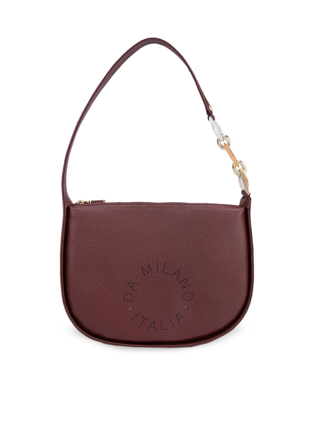 

Da Milano Burgundy Textured Leather Swagger Hobo Bag