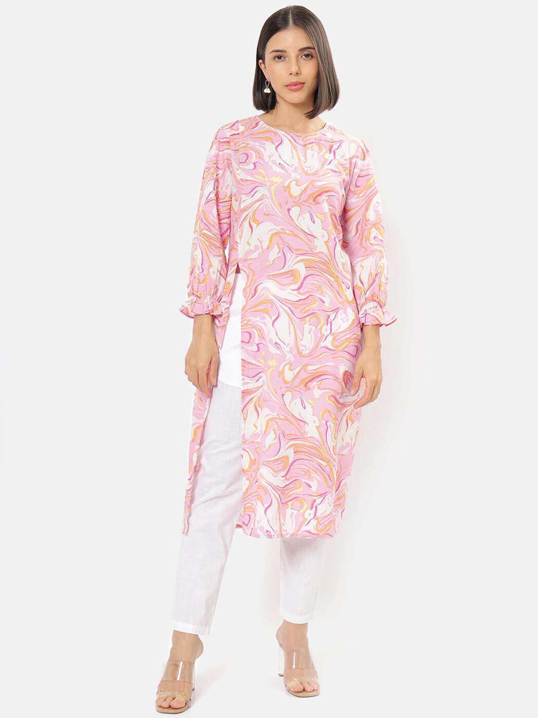 

Saaki Women Pink Floral Printed Kurta