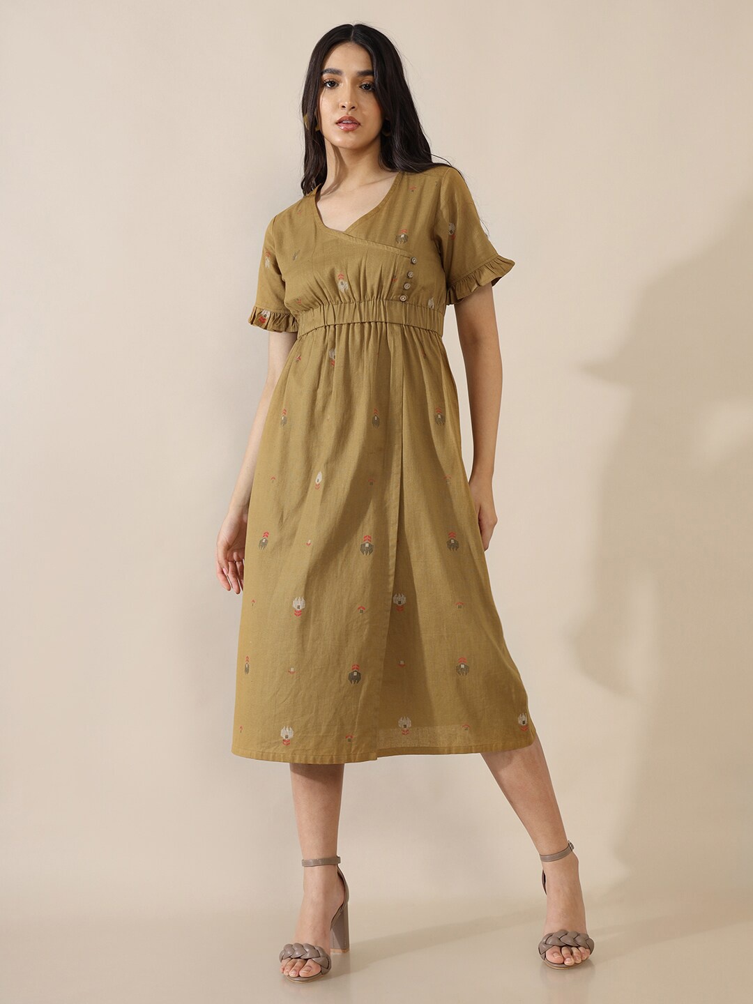 

Saaki Olive Green Empire Midi Dress