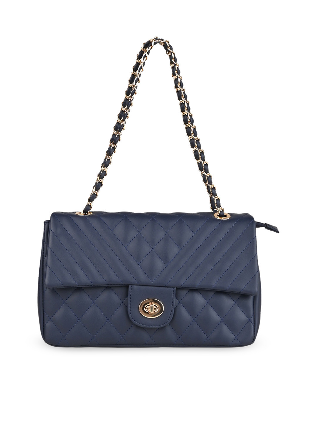 

Rocia Blue Textured PU Structured Sling Bag with Quilted