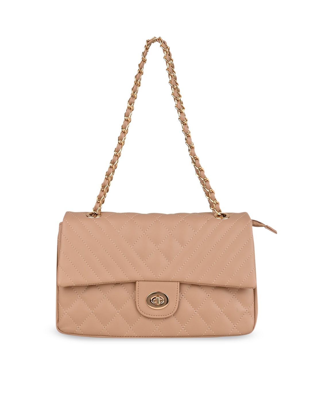 

Rocia Beige Textured PU Structured Sling Bag with Quilted