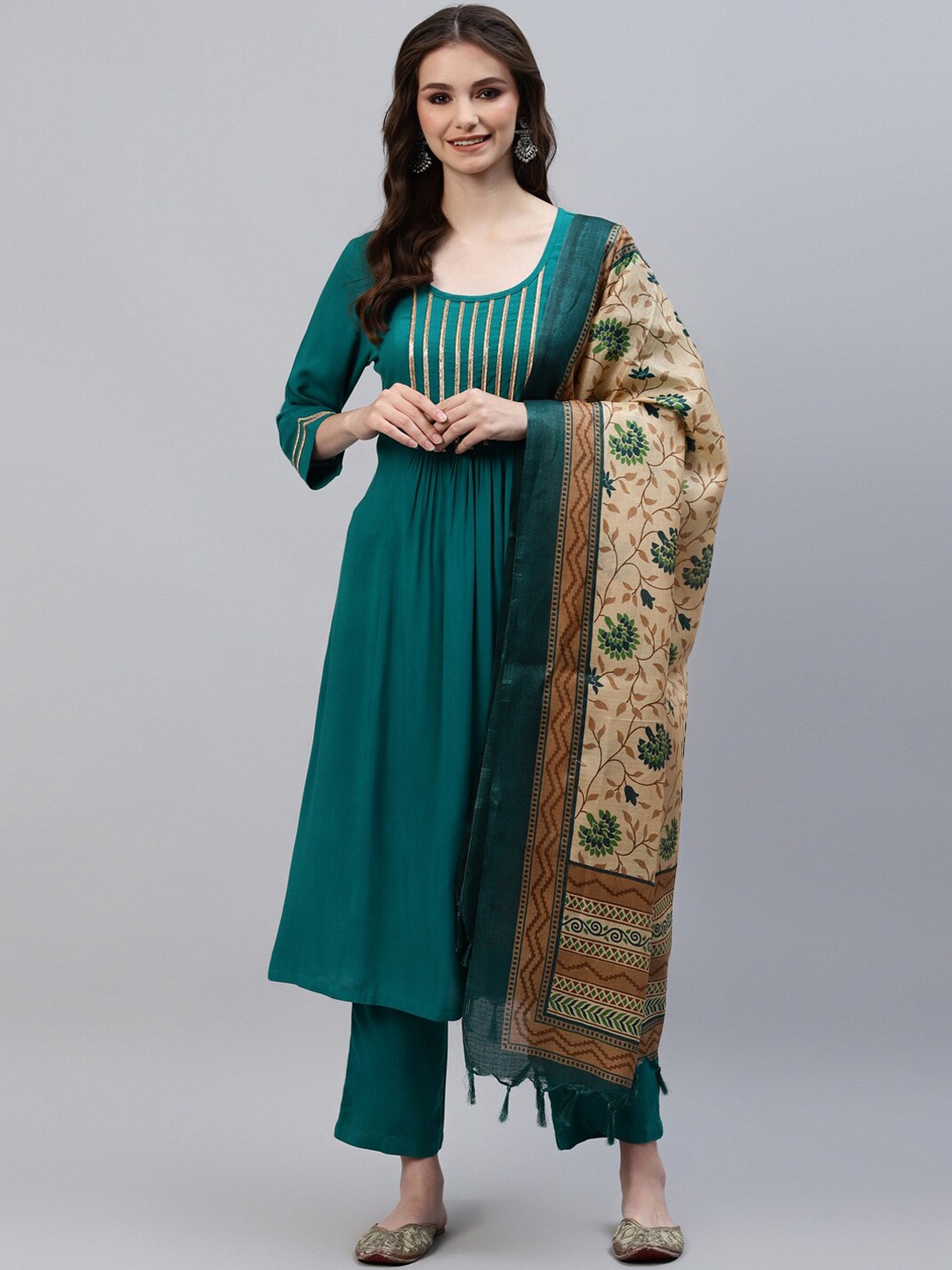 

DEEBACO Women Teal Kurta with Pyjamas & With Dupatta