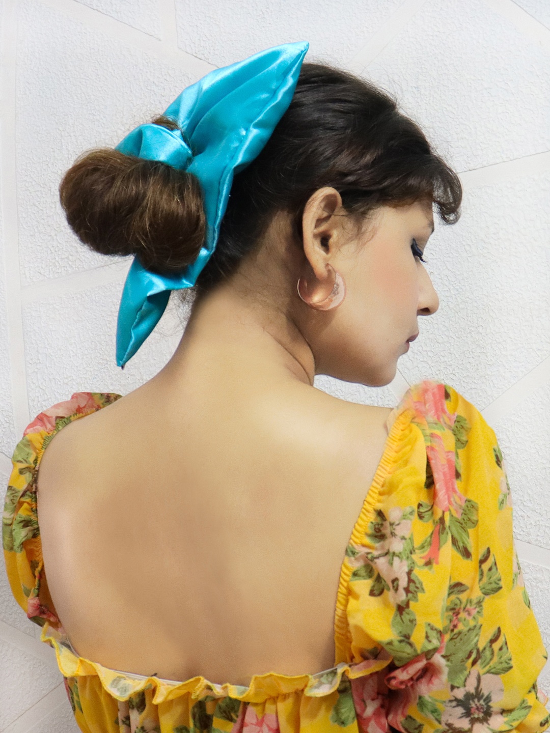 

Soho Boho Studio Women Solid Square Scrunchie, Blue