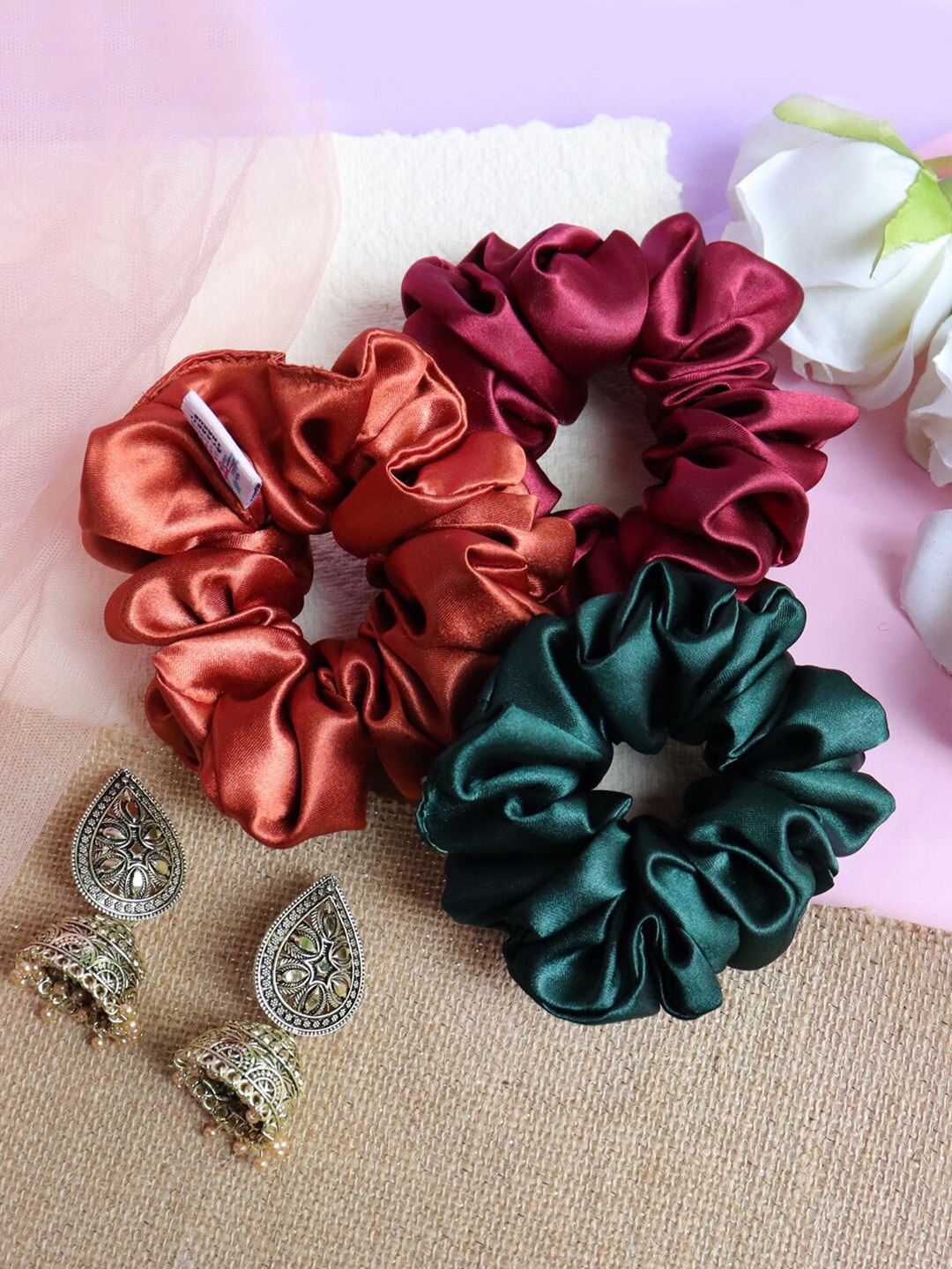 

Soho Boho Studio Women Set of 3 Ponytail Holders, Maroon